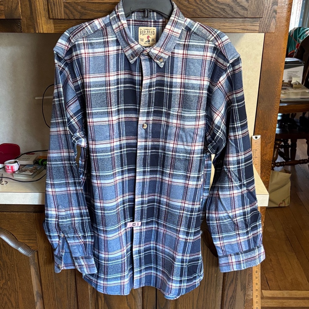Redhead Brand Co. Men’s Large Plaid Cotton Blue Red White Long Sleeve